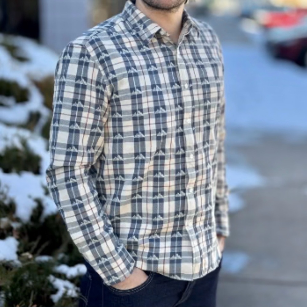 JACK + SAGE Men’s Nepali Flannel Button Up Shirt Blue/Cream/Red Size: Large